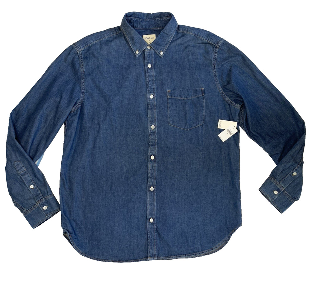 GAP Denim Pocket Shirt Mens XL NEW Dark Wash Western Country Classic Button Down